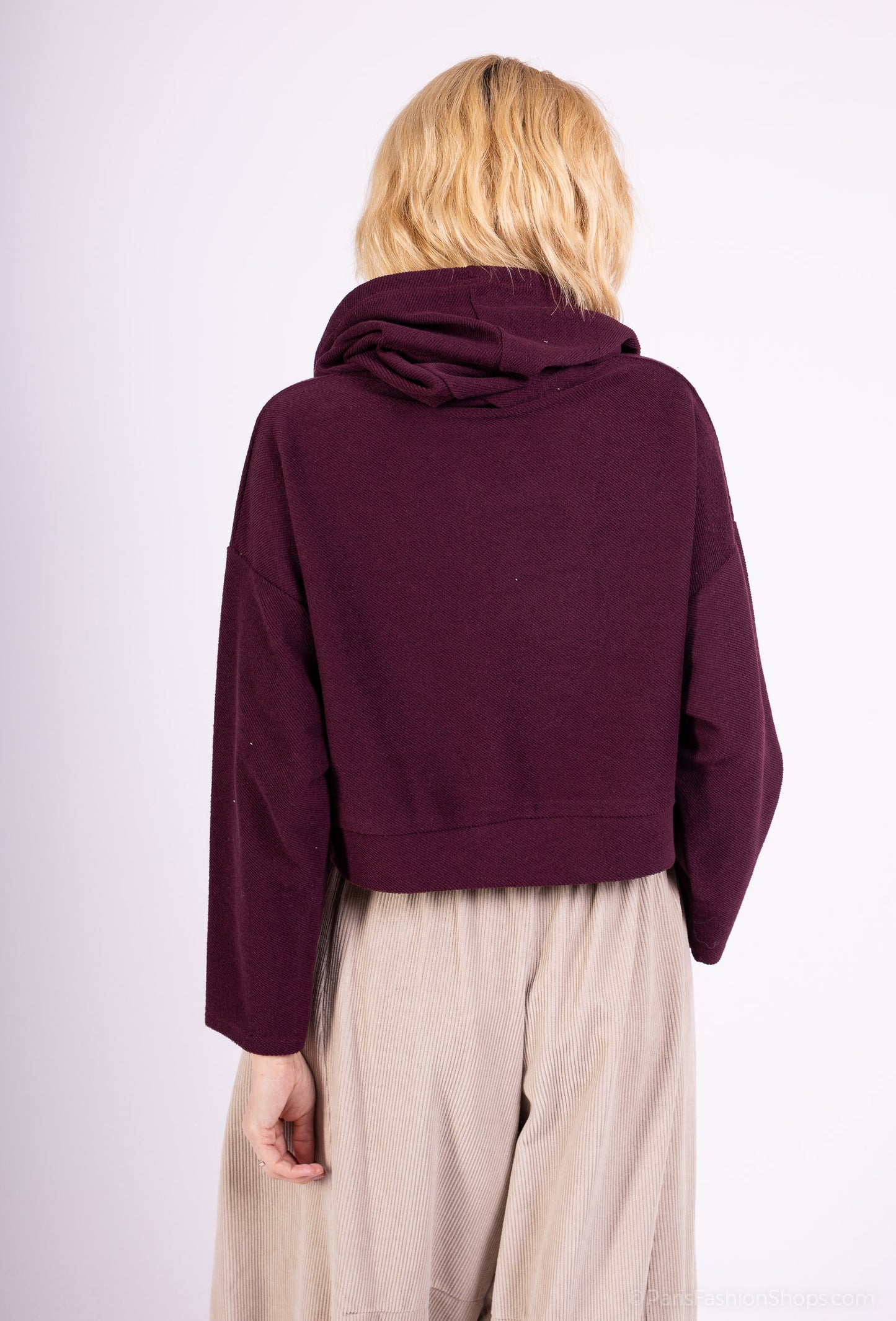 Sweatshirt Large Cropped Capuche Poche Kangourou 100% Coton