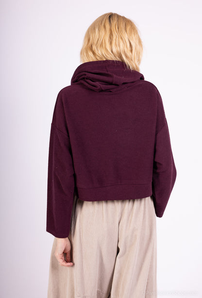 Sweatshirt Large Cropped Capuche Poche Kangourou 100% Coton