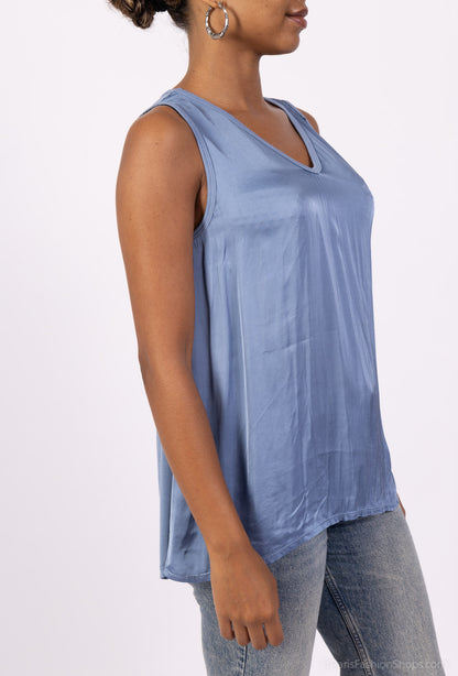 Débardeur Évasé Col V Satiné 100% Viscose