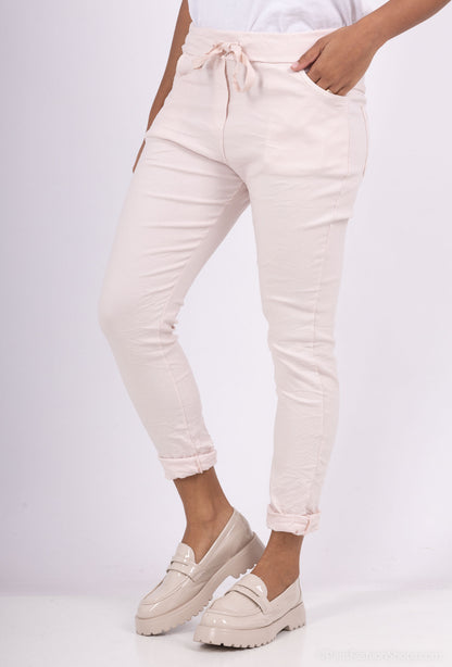 Pantalon Jegging à Cordelière En Viscose Strech