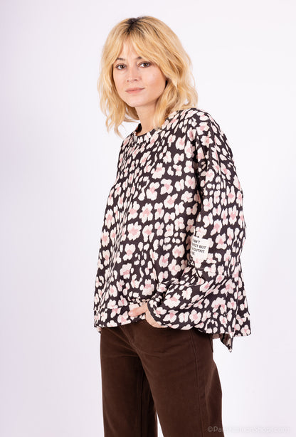 Sweat Large Stretch Col Rond Confort Motif Fleuri