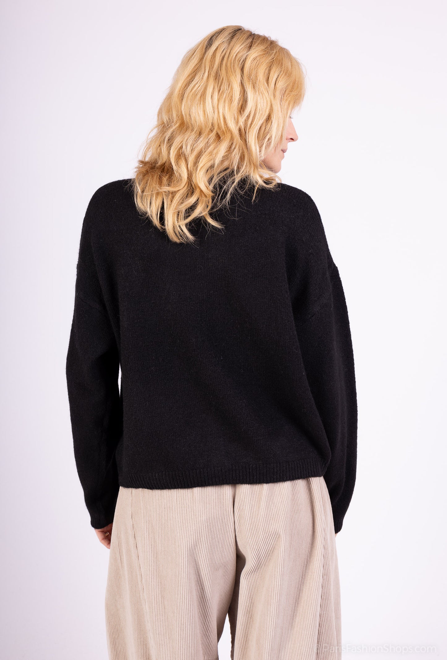 Cardigan Large Boutons Fantaisie Bords-Côtes 10% Laine