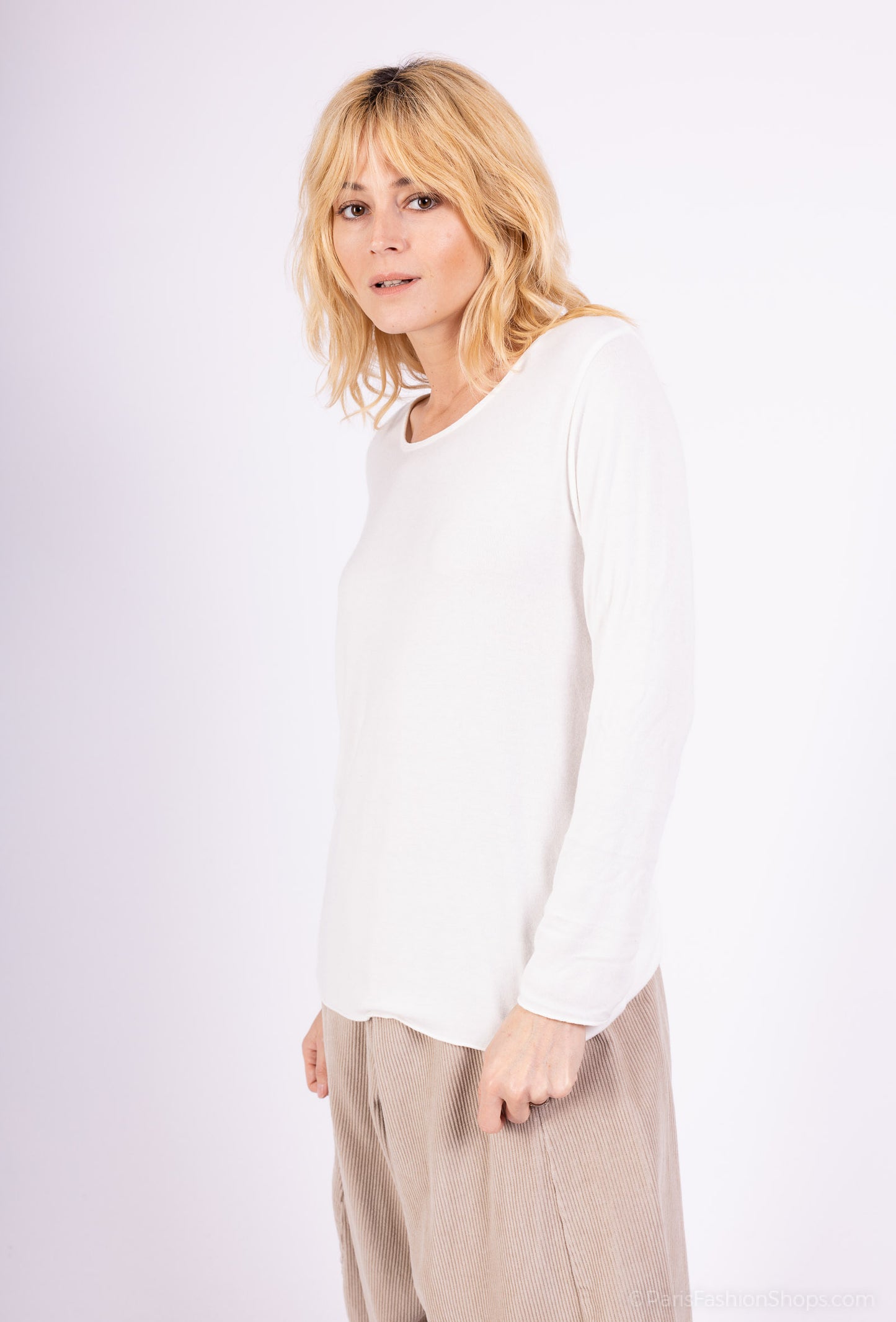 T-Shirt Manche Longue Col Rond 30% Laine 30% Angora