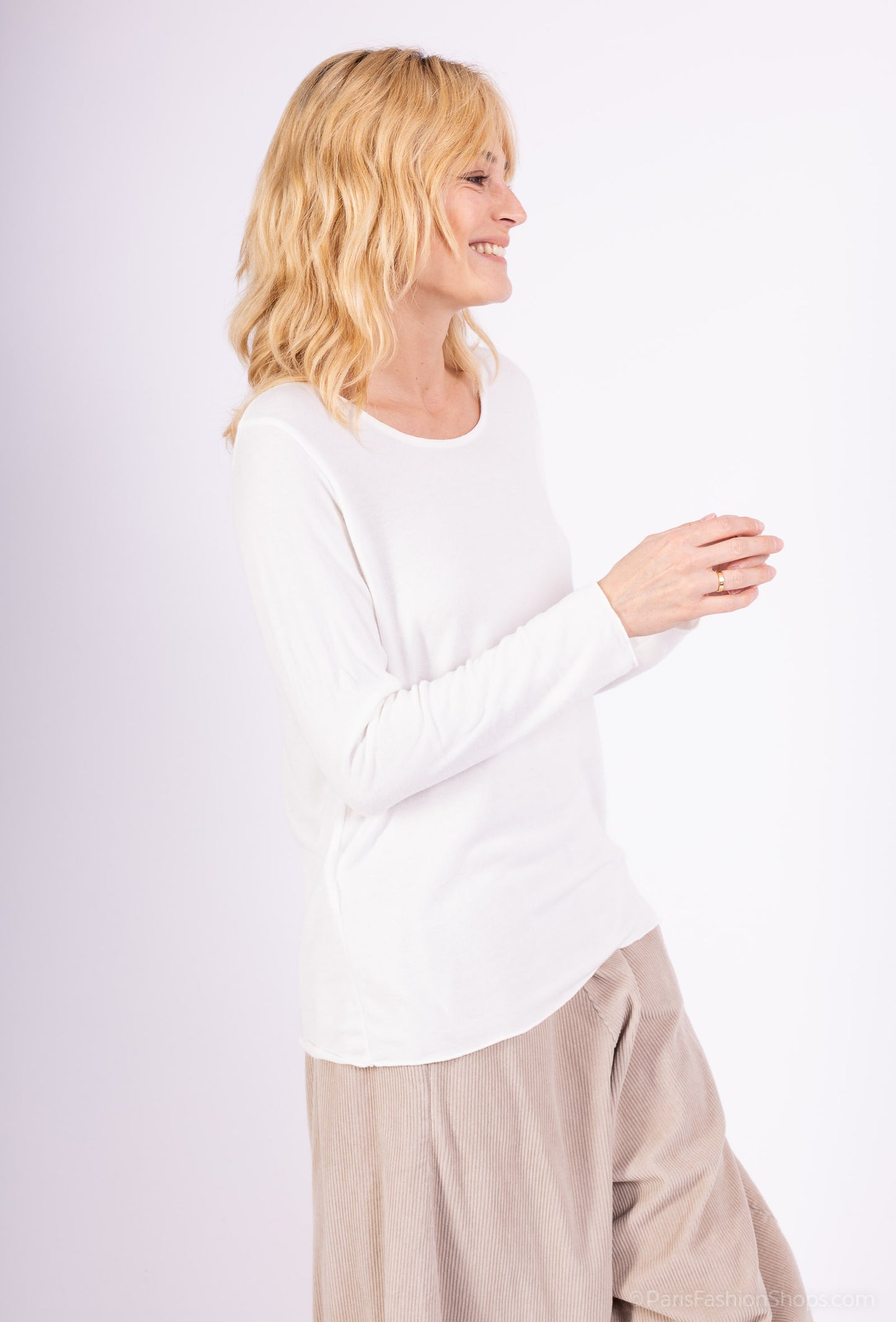 T-Shirt Manche Longue Col Rond 30% Laine 30% Angora