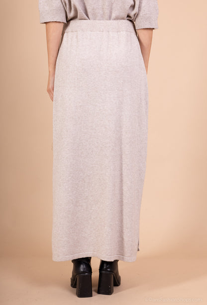 Ensemble Pull Jupe Manche Courte Bords-Côtes à Fente