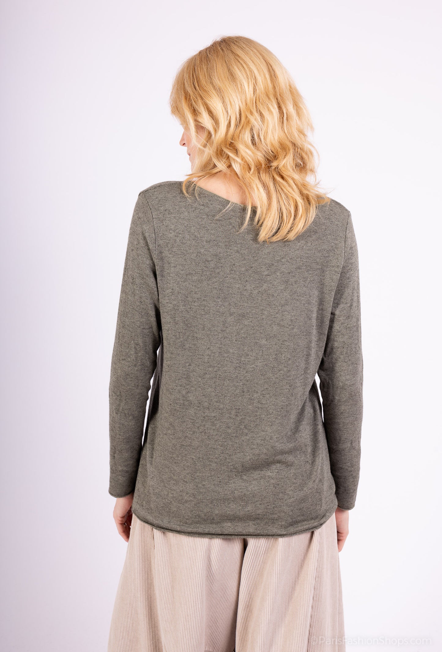 T-Shirt Confort Manche Longue Col V 30% Laine 30% Angora