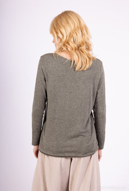 T-Shirt Confort Manche Longue Col V 30% Laine 30% Angora