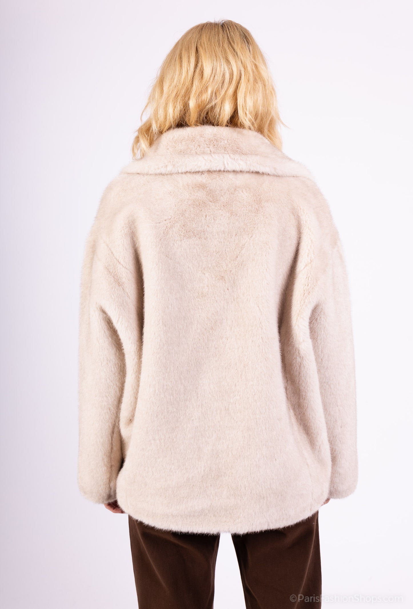 Manteau Fausse Fourrure Col Tailleur Boutonnage Double